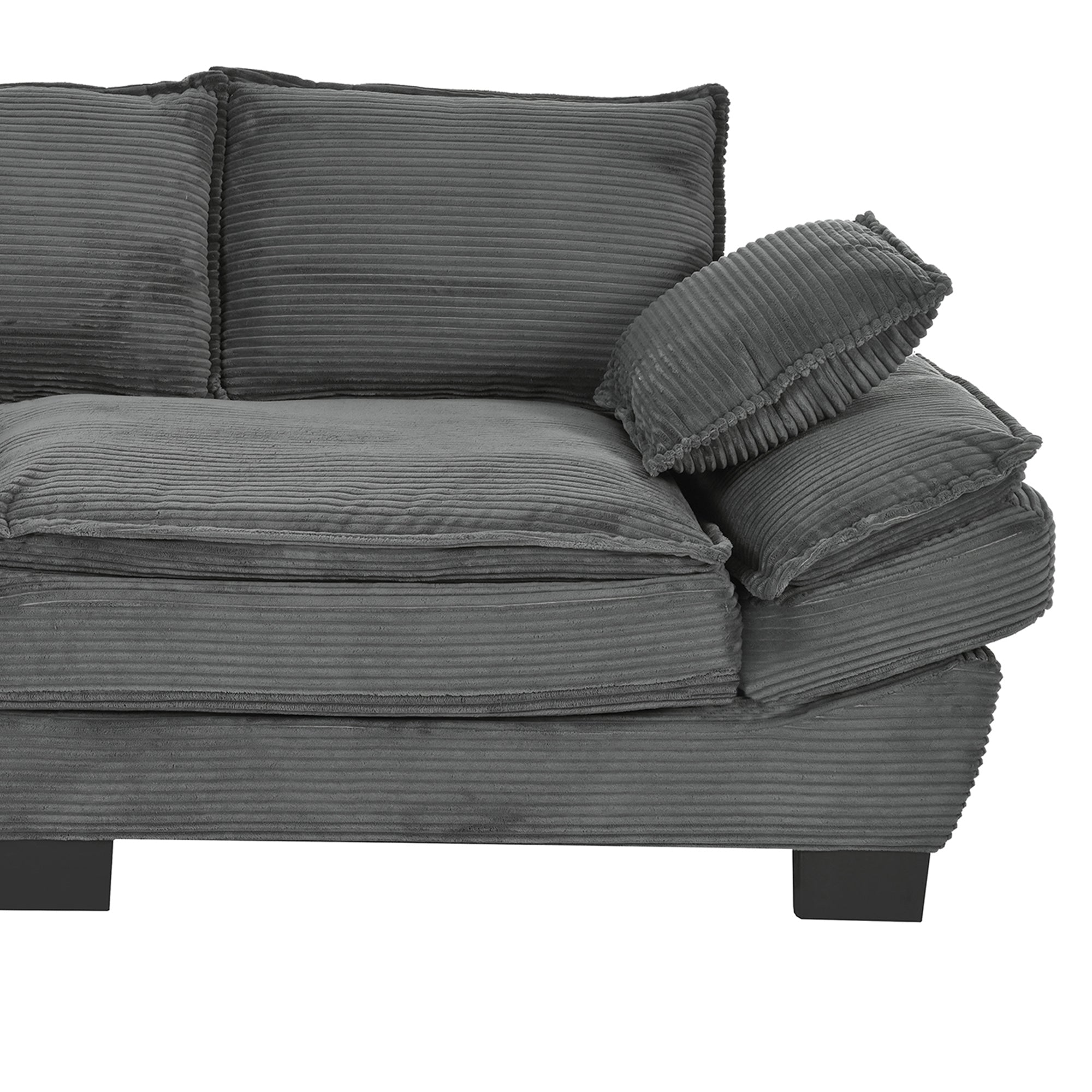 Gray U-shape sofa in bedroom or apartment setting