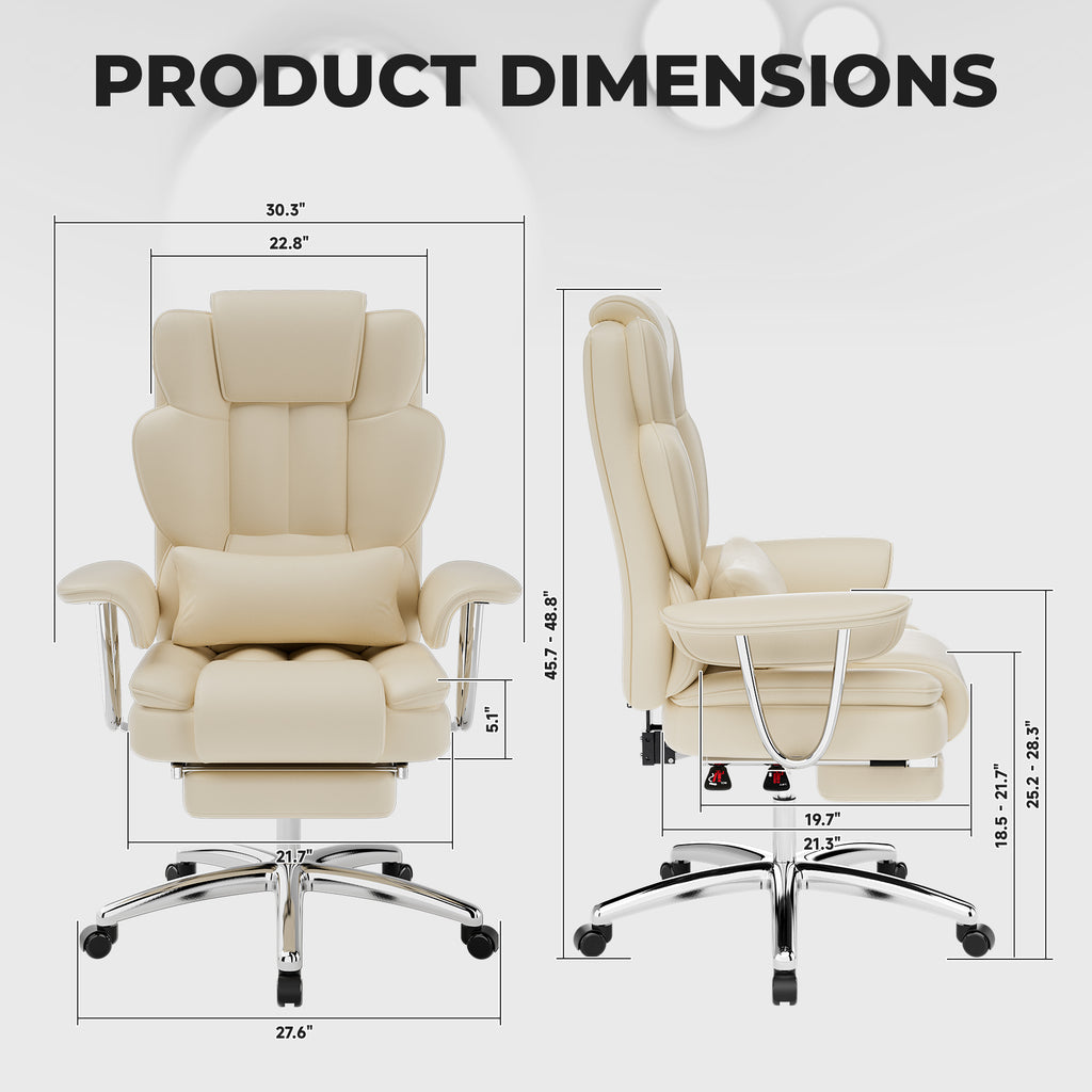 Executive office chair reclining with footrest extended
