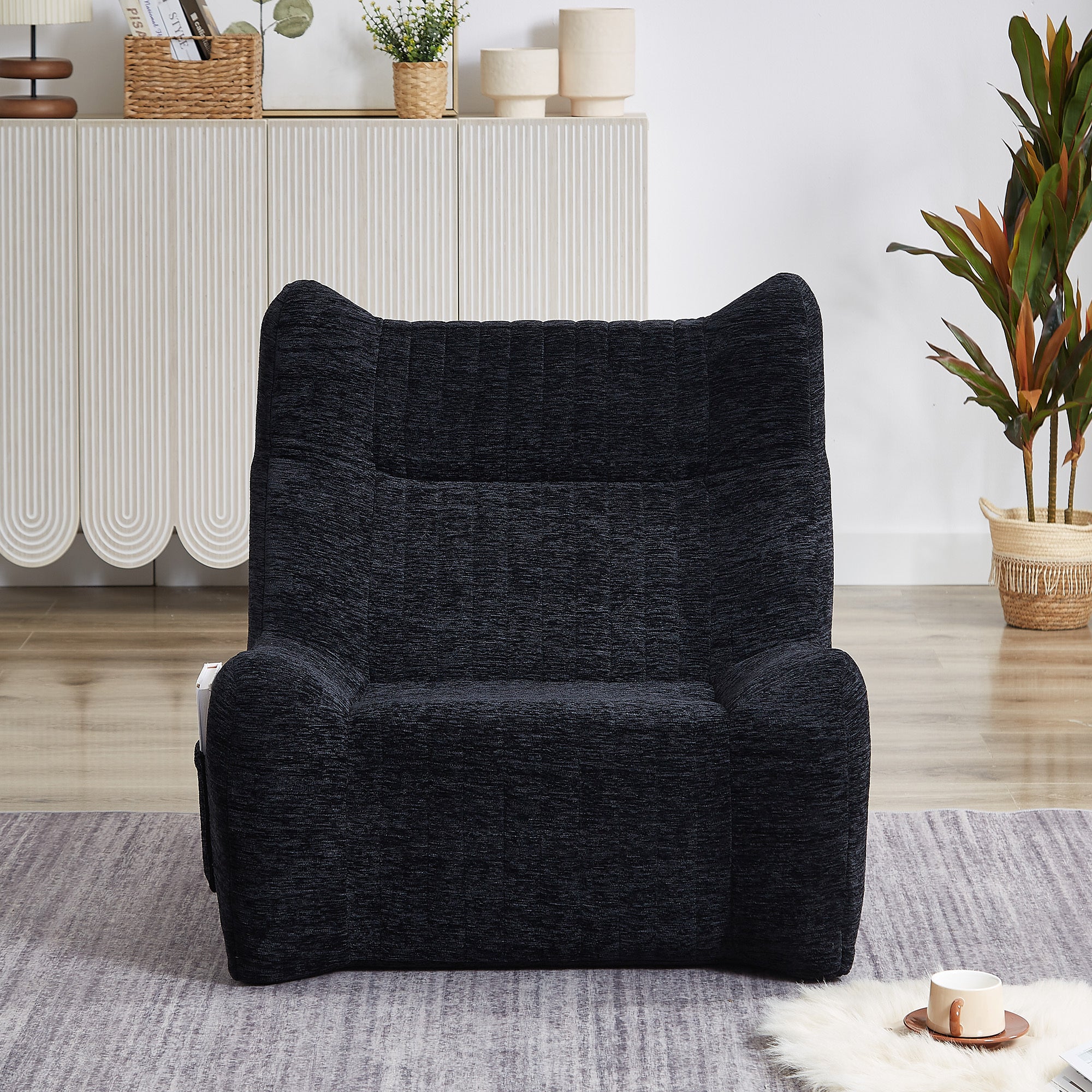 Black floor sofa bean bag bedroom cozy corner placement