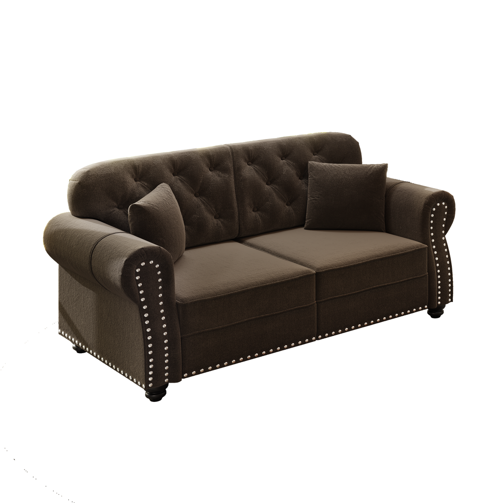 Brown Chesterfield sofa dimensions reference