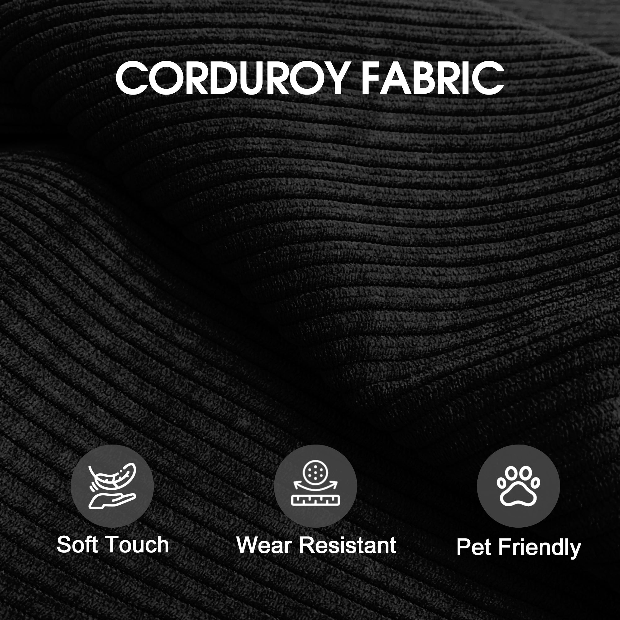 Black corduroy floor sofa bed product overview