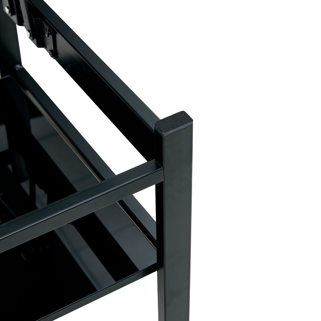 Black tempered glass coffee table metal legs sturdy base