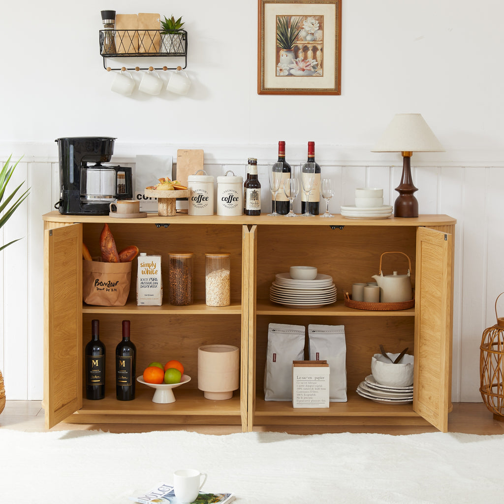 Rattan door detail on wave TV stand