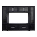 Black modern 102-inch wall unit entertainment center — front view
