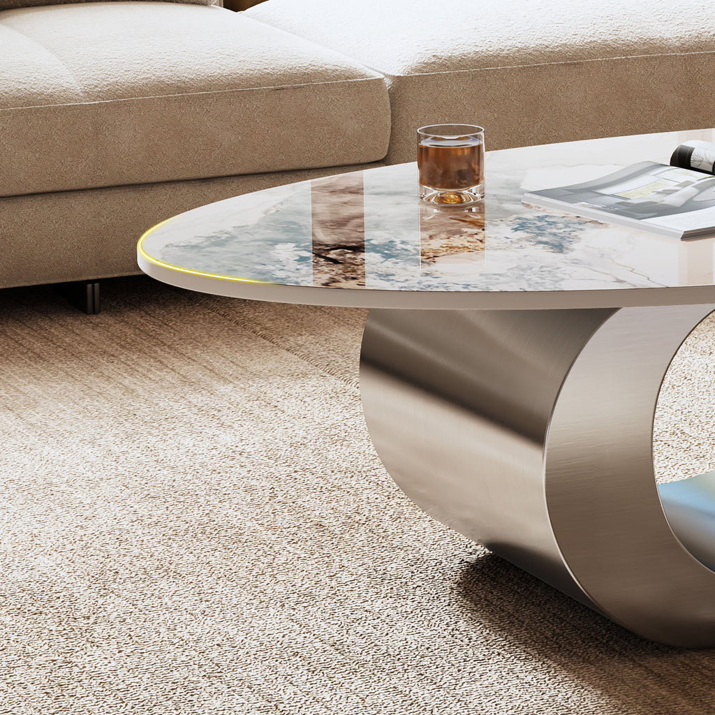 Oval center table modern ultra-modern style product photo