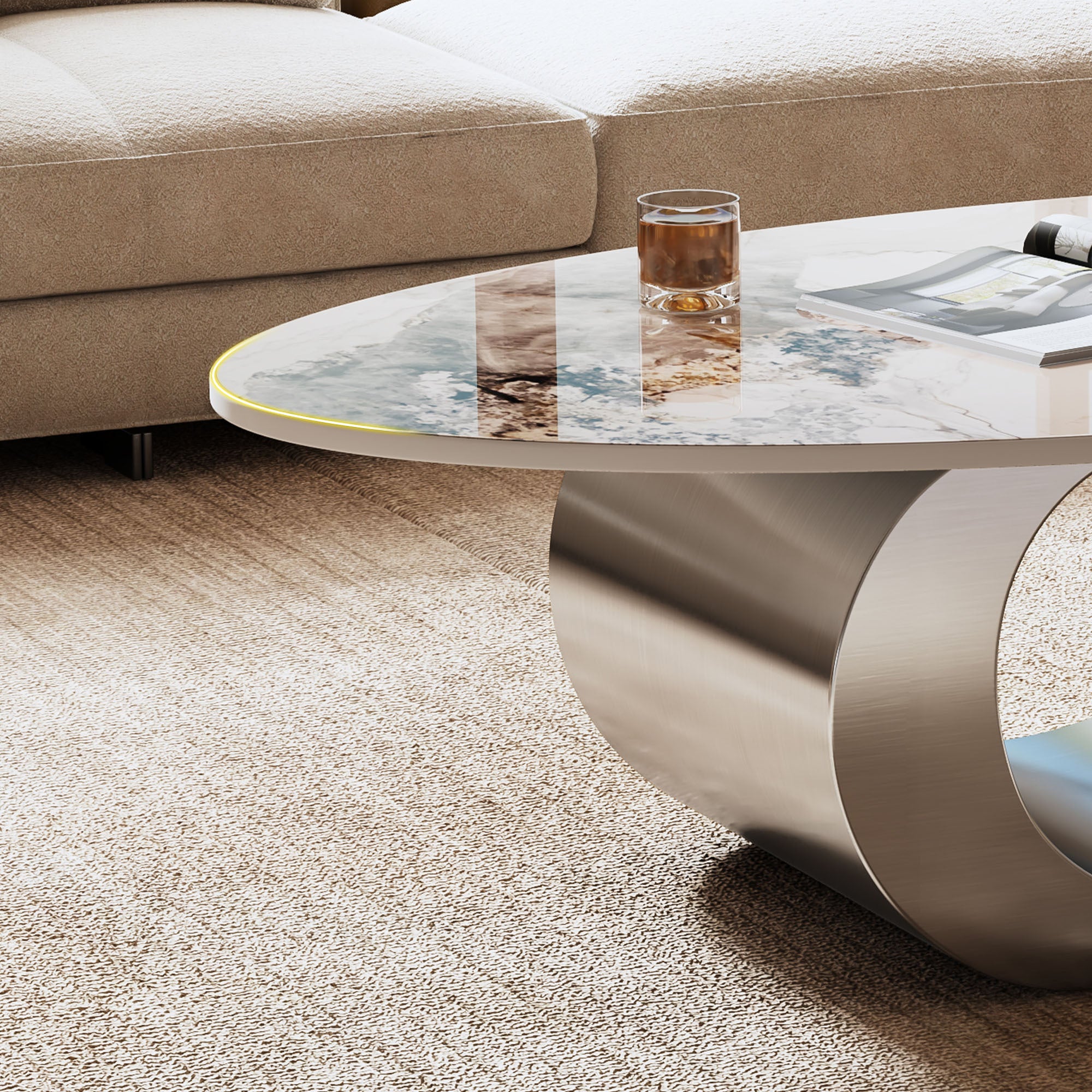 Oval center table modern ultra-modern style product photo