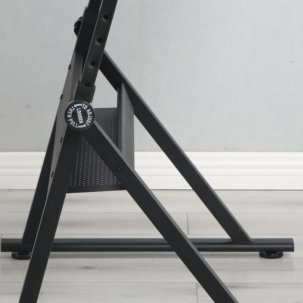 Adjustable Glass Drafting Table with Metal Drawers & Stool