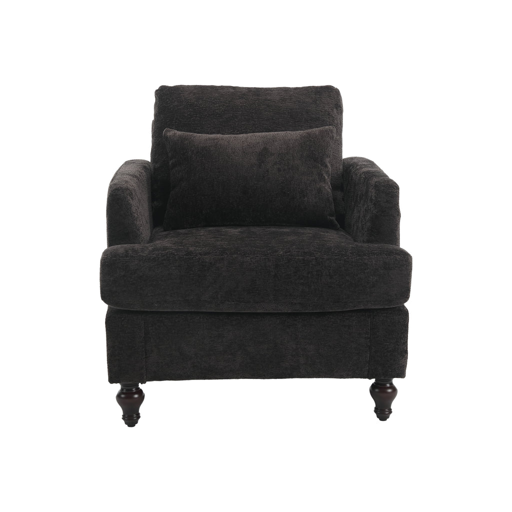 Black tufted club chair bedroom or office setting