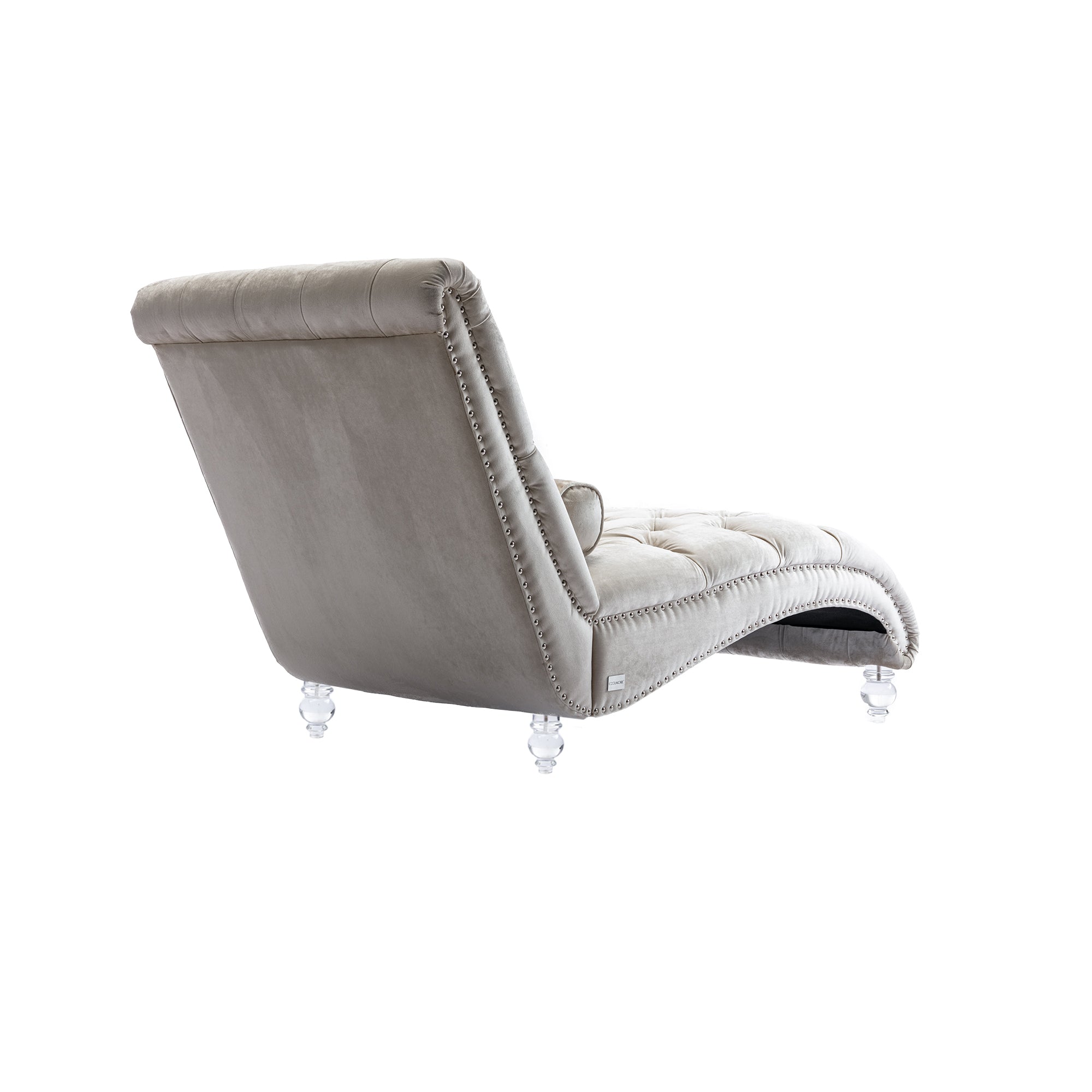 Velvet Chaise Lounge — Button-Tufted with Pillow