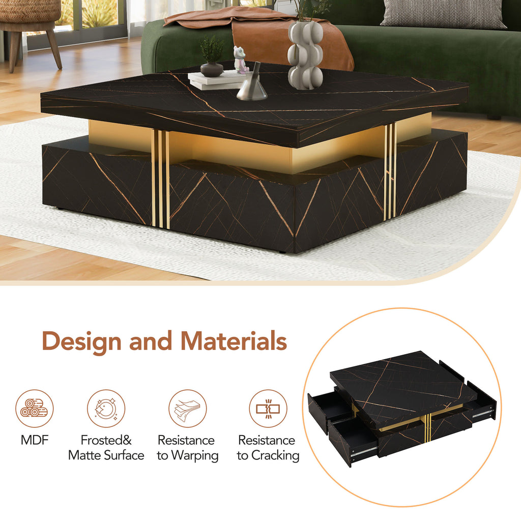 Square pedestal coffee table living room placement