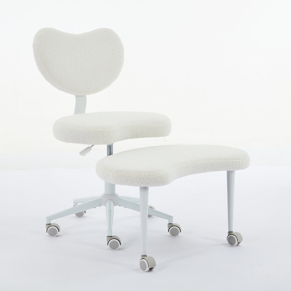 Cross-legged desk chair with caster wheels side profile