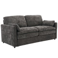 Gray chenille loveseat sofa with double cushion — front view