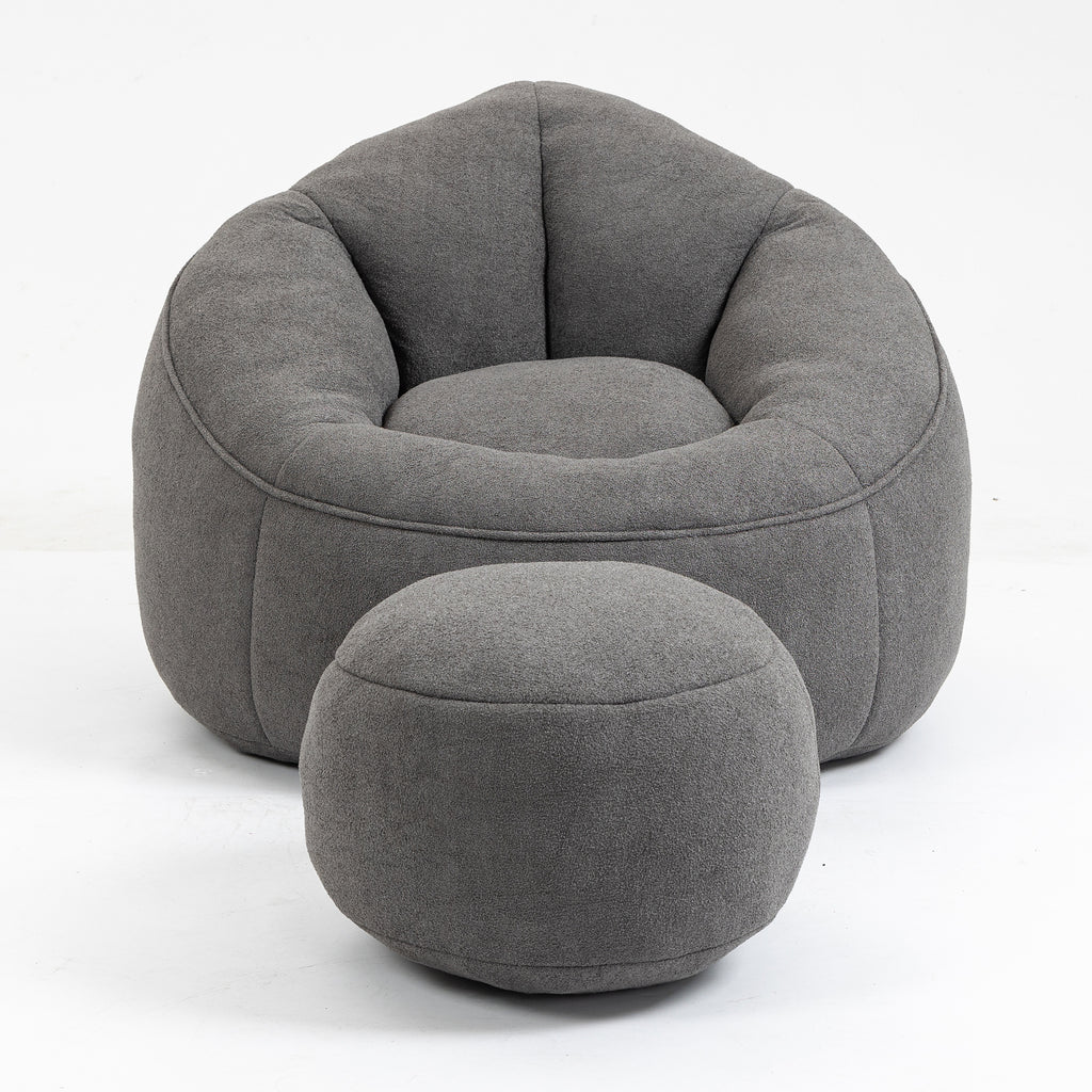 Grey bean bag lounge chair for bedroom or living room