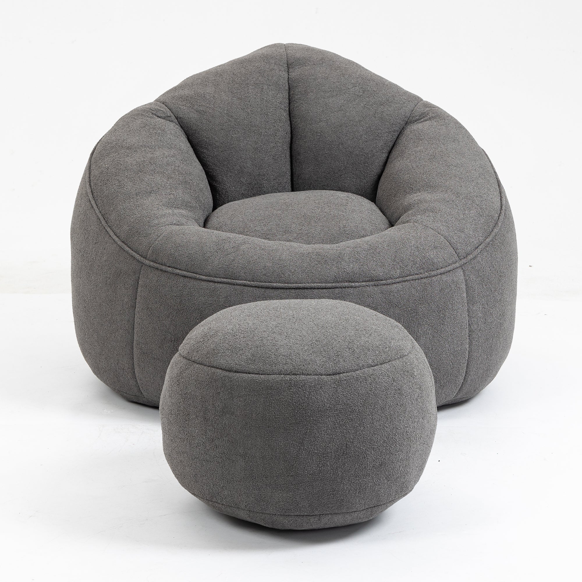 Grey bean bag lounge chair for bedroom or living room