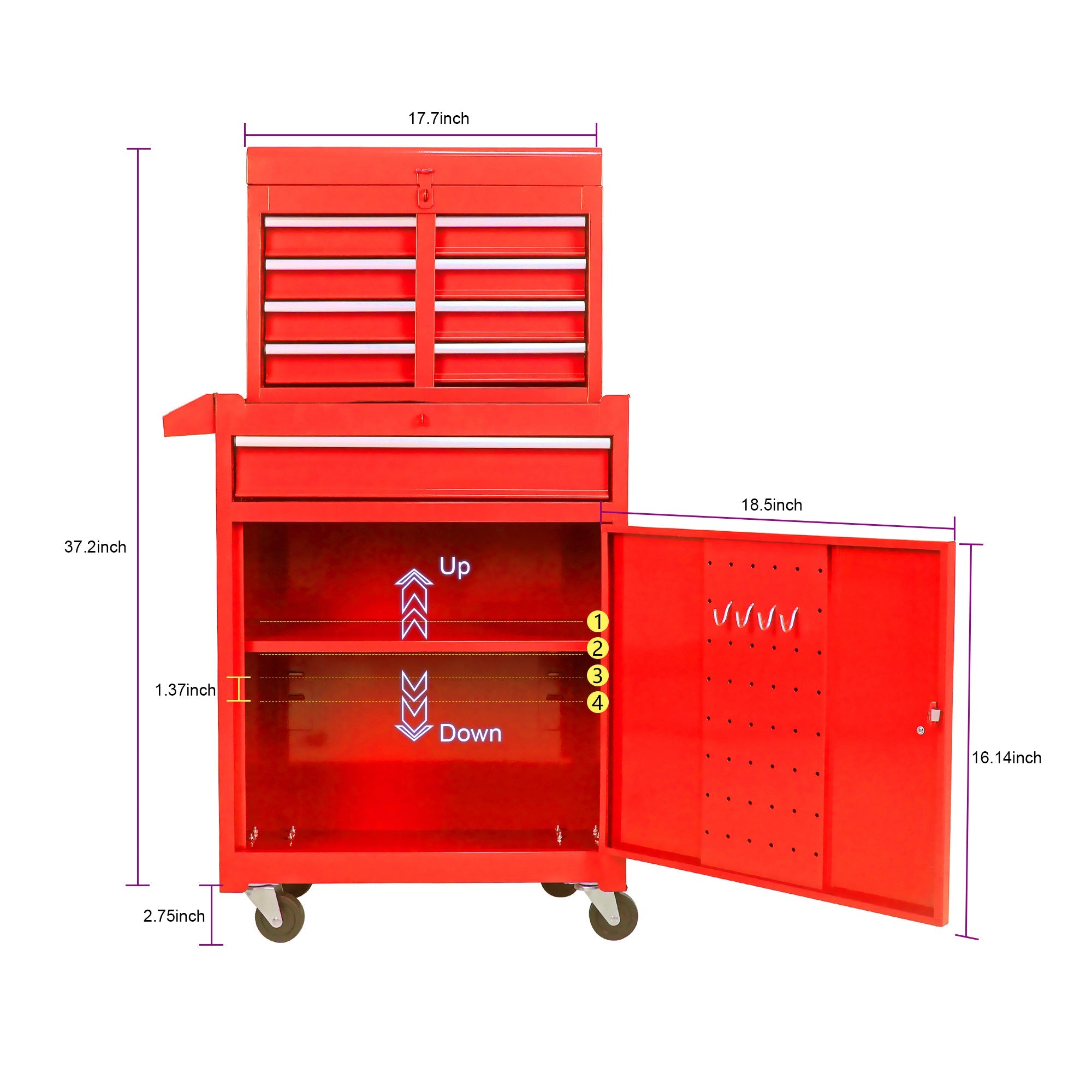 5-Drawer Rolling Tool Chest — Metal Tool Storage Cabinet