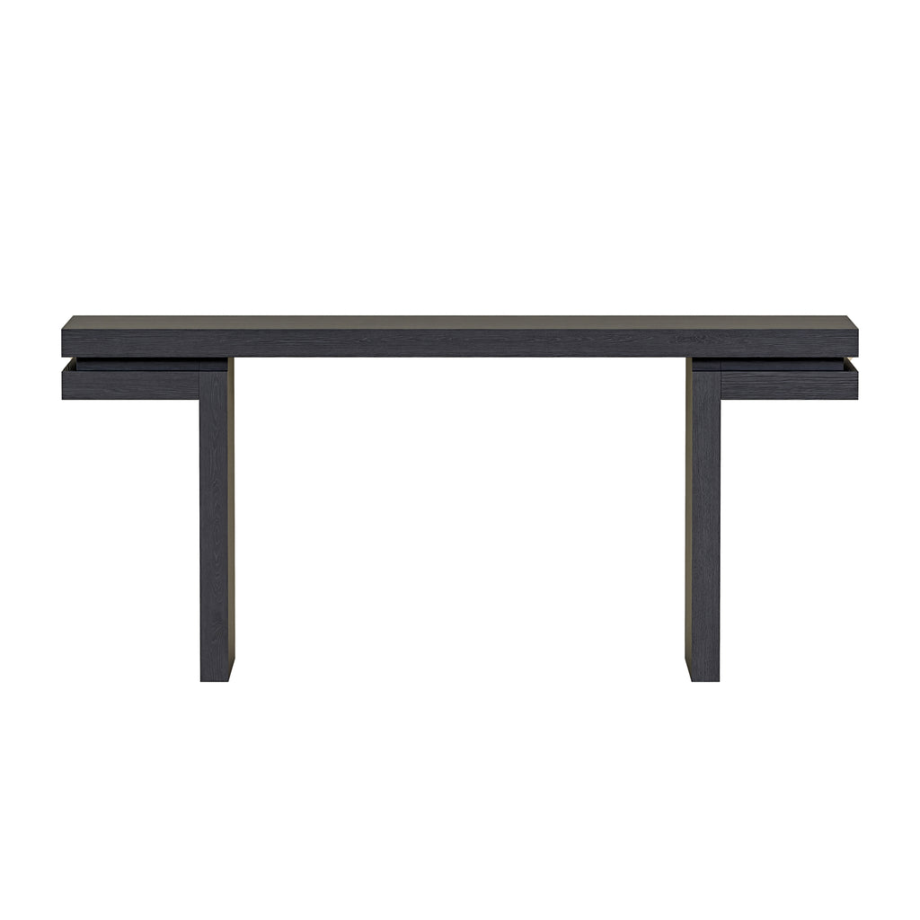 Black lacquered wood veneer console table side profile