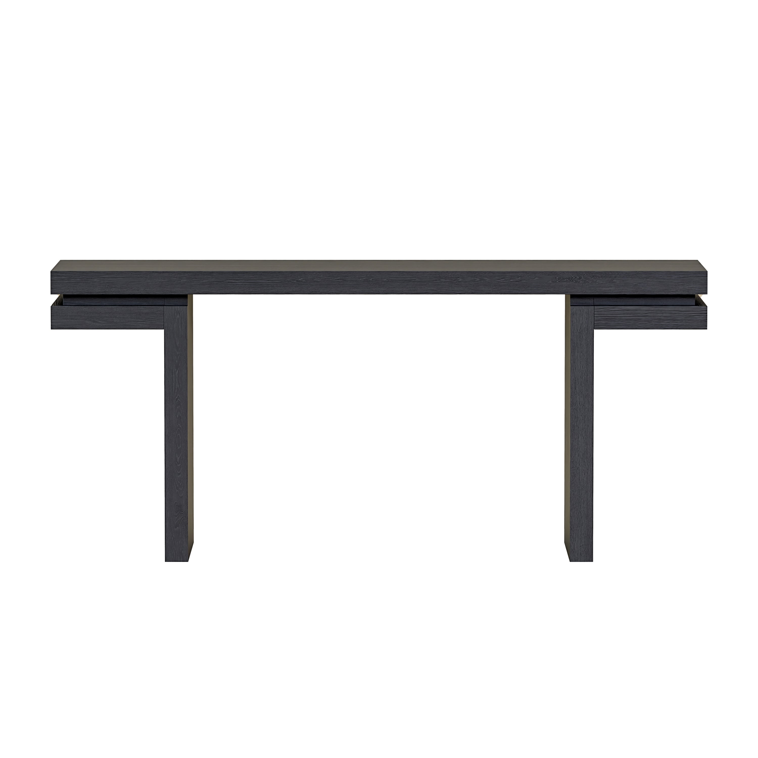 Black lacquered wood veneer console table side profile