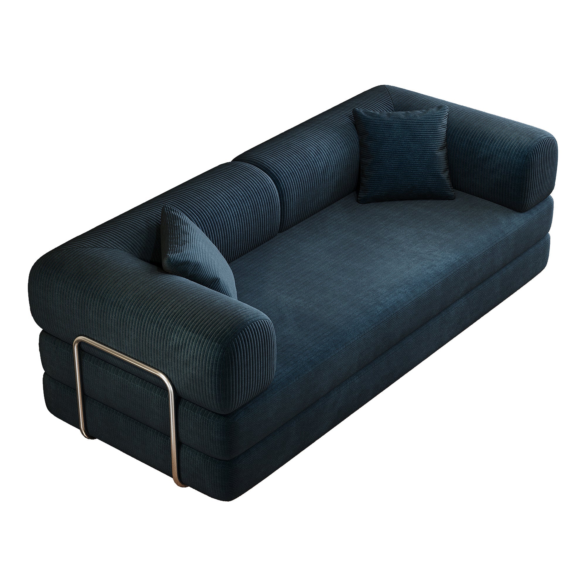 Corduroy Compression Convertible Floor Sofa Bed — Modular Loveseat, 78.8" Wide