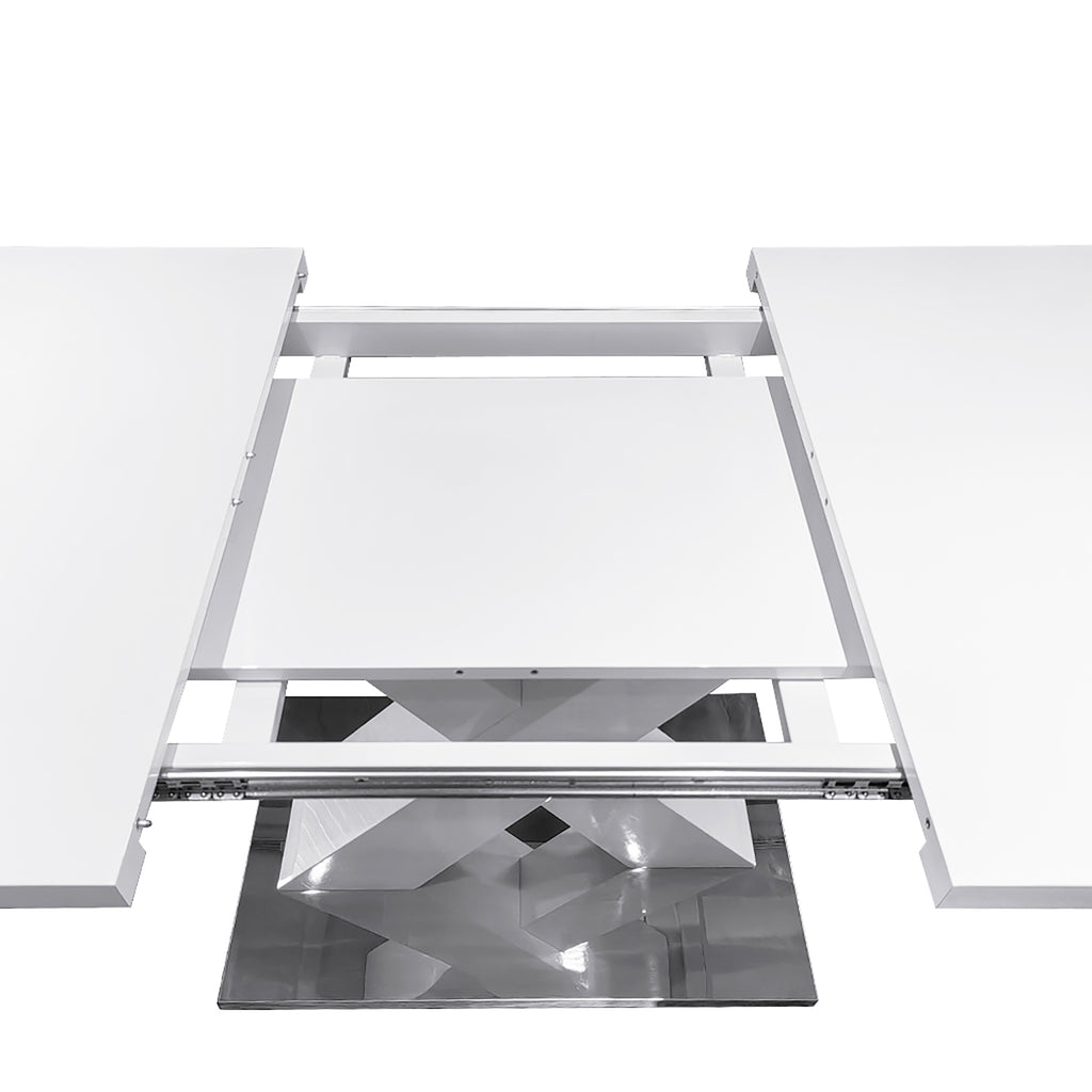 White rectangle dining table angled product view