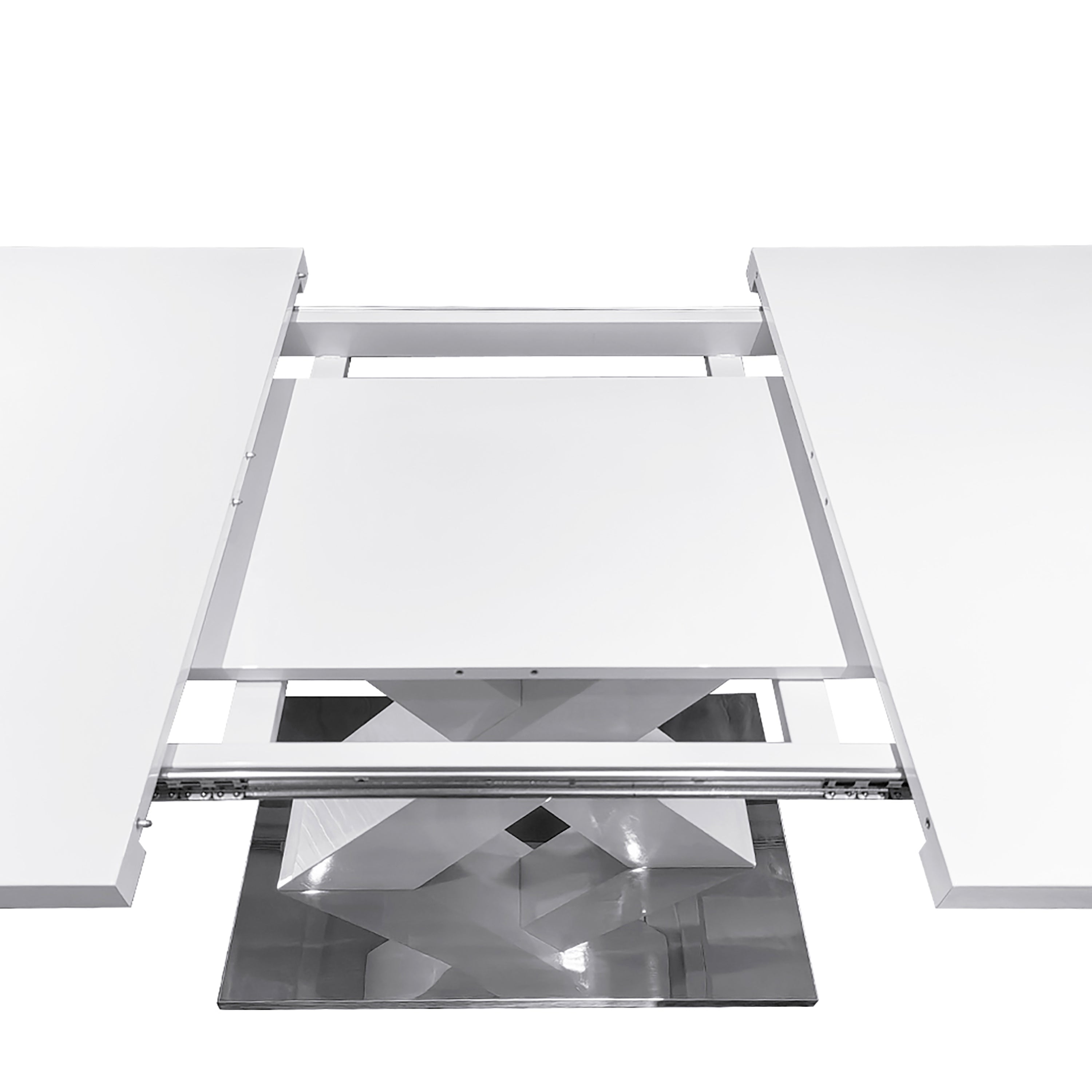 White rectangle dining table angled product view