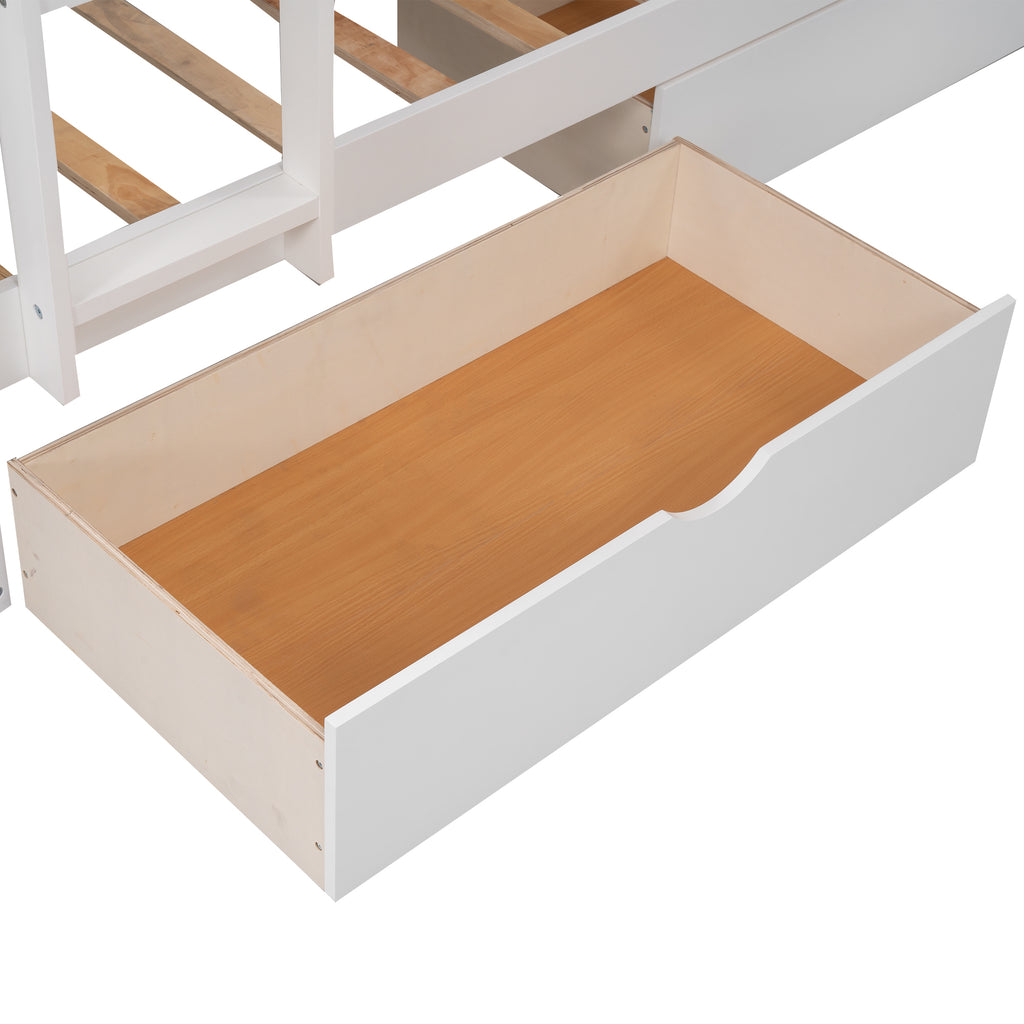 White twin triple bunk bed with loft — product photo
