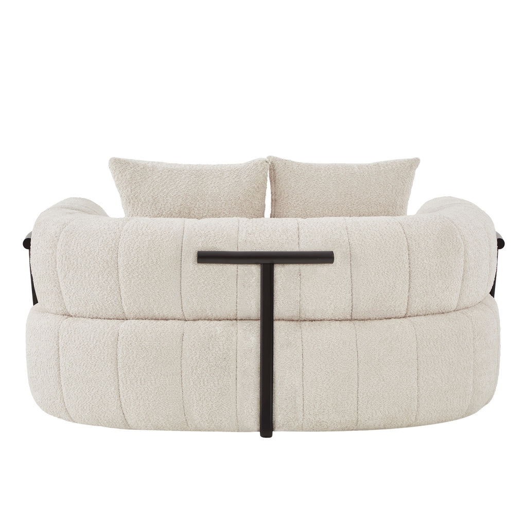 Beige boucle single sofa chair bedroom lounging