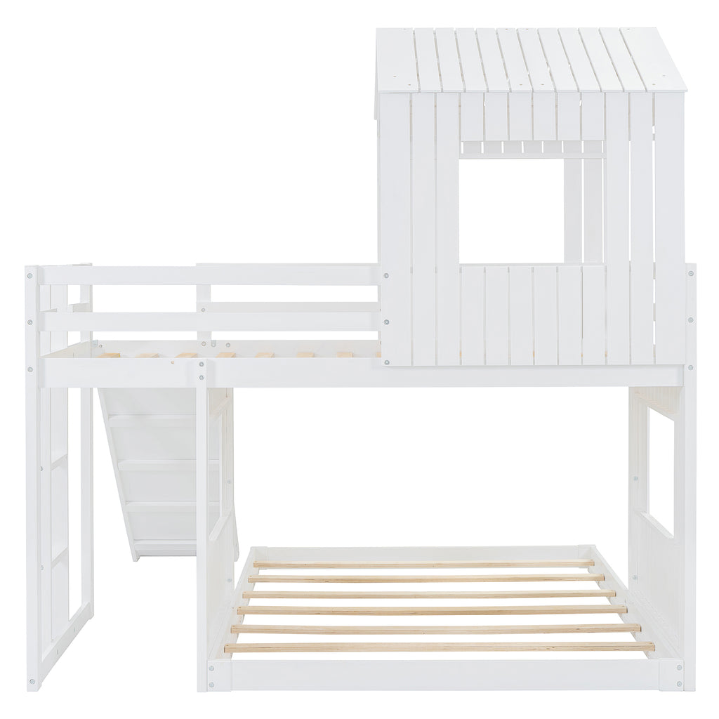 Twin over full bunk bed with slide lifestyle photo