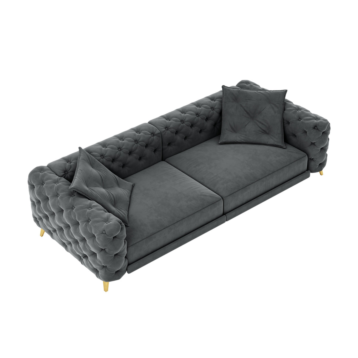 97.7' 3-in-1 Convertible Sleeper Sofa, 28.4' Deep Seat Pull Out Sofa Bed,Button Tufted Modern Sofa, 4-Seater Couch with Movable Ottoman for Apartment, Office, Bedroom,Beige/White