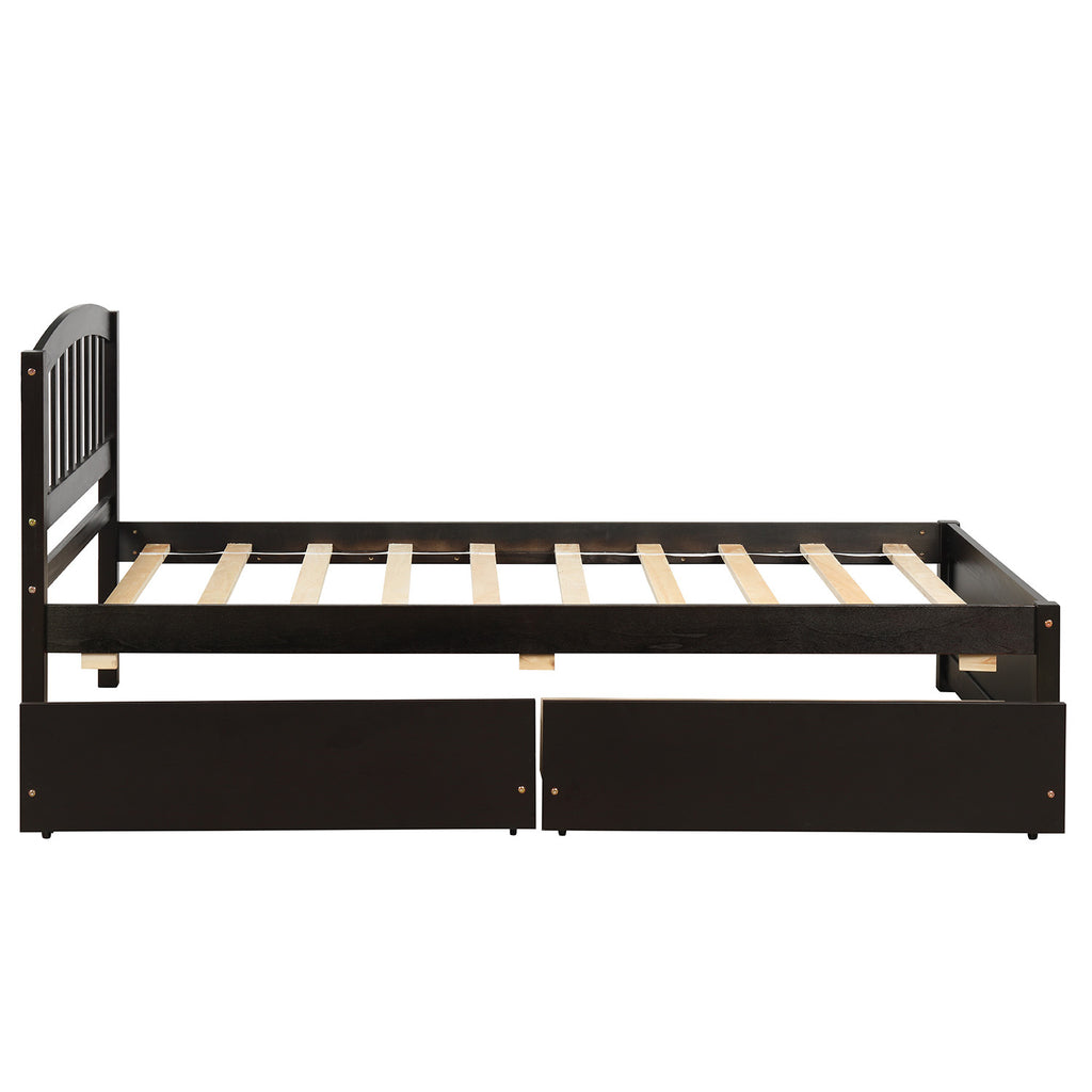 Espresso twin platform bed in bedroom setting