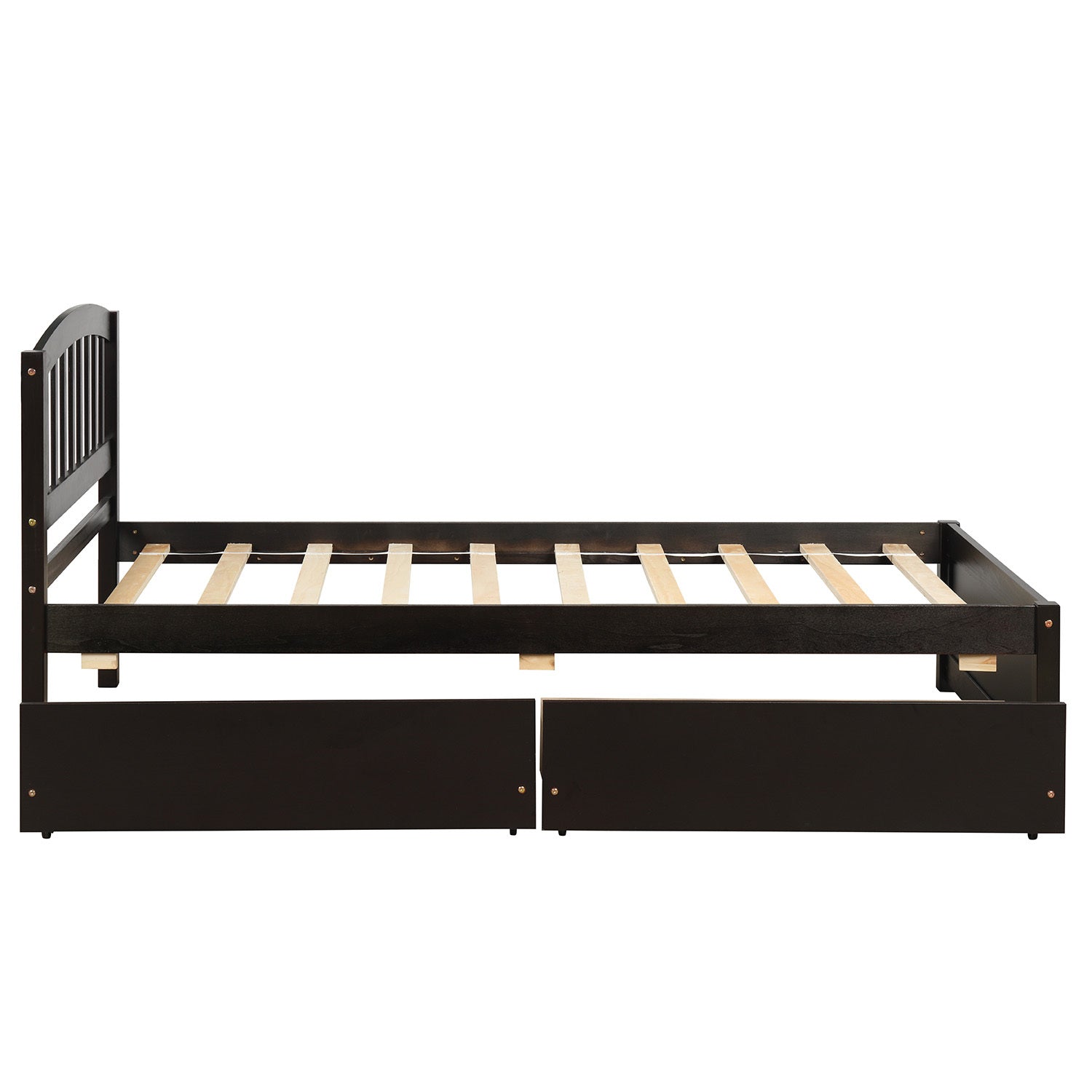 Espresso twin platform bed in bedroom setting