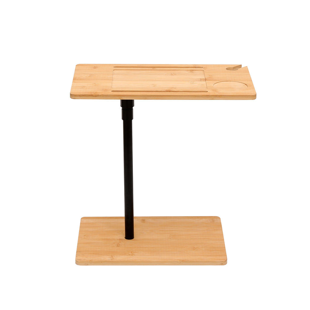 Bamboo couch tray table with rotatable device stand