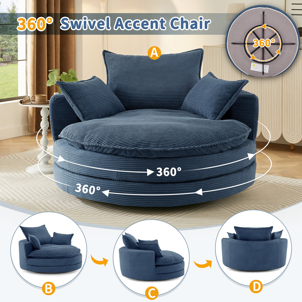 Oversized accent chair with three removable pillows detail
