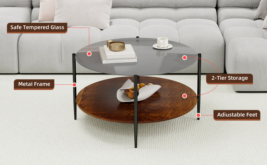 Modern minimalist round coffee table full product display