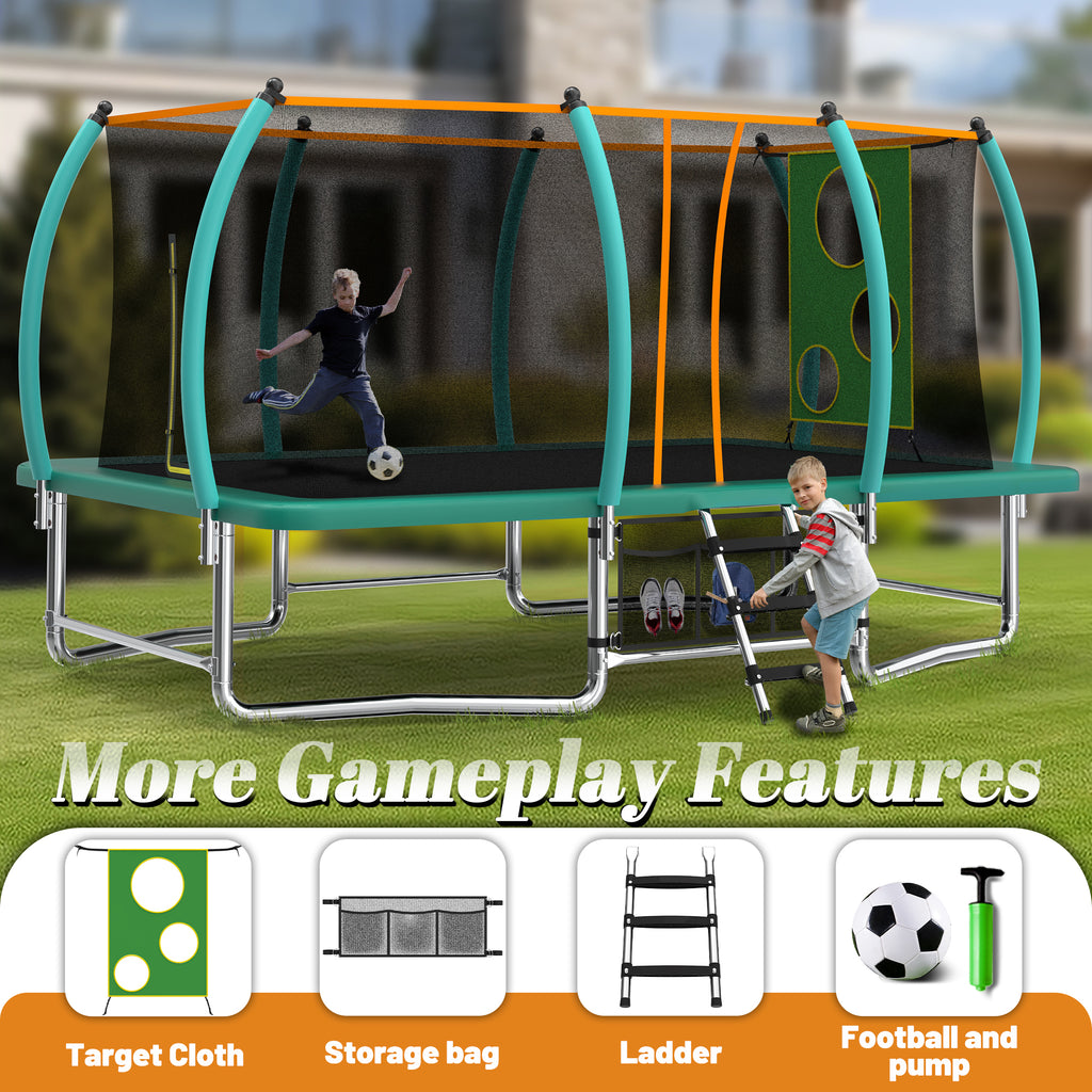 Outdoor trampoline safety enclosure net UV-resistant detail