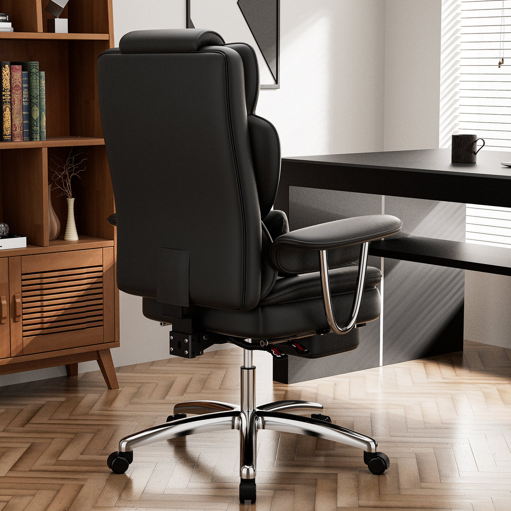 Leather office chair five-star base and wheels
