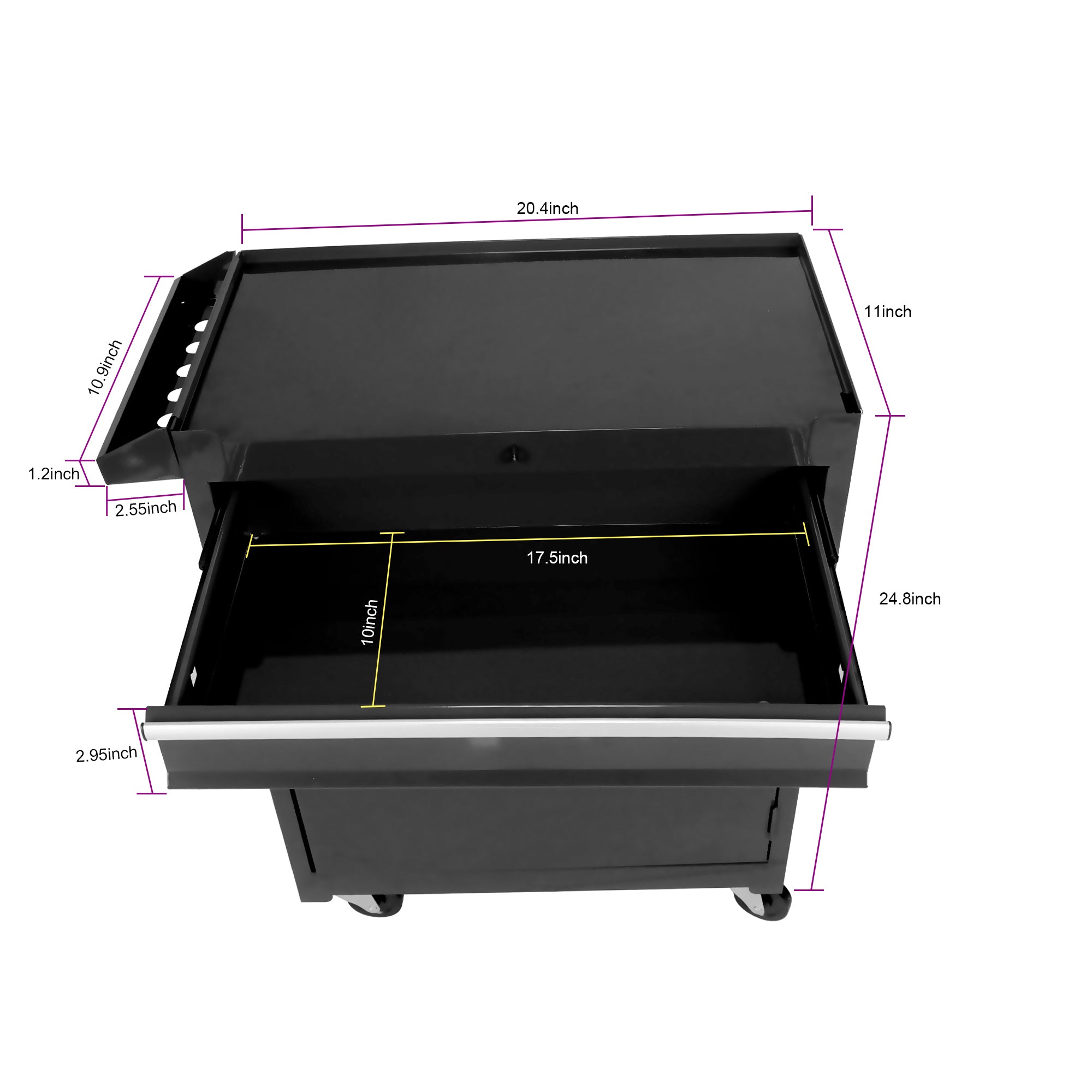 Four-wheel rolling tool storage cabinet