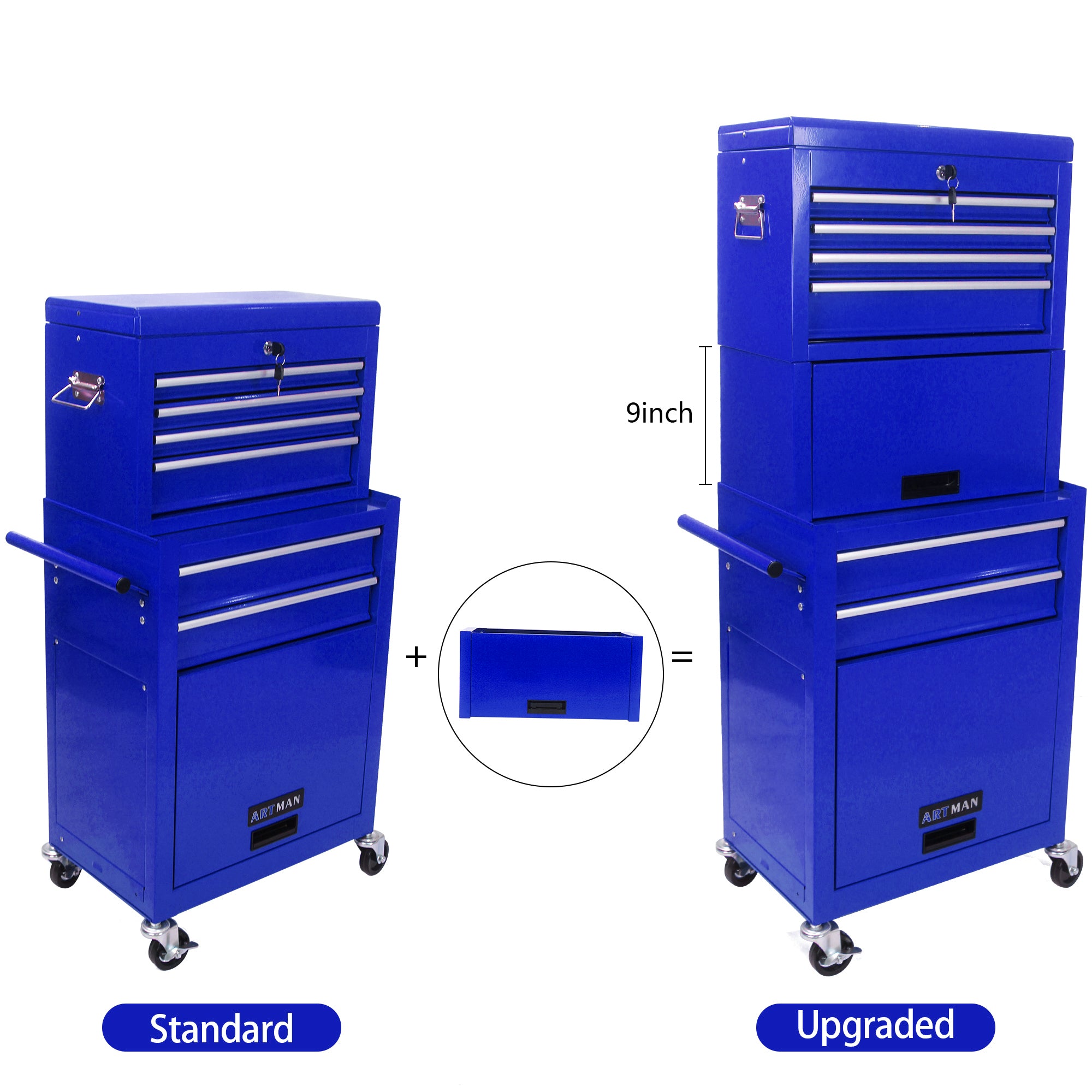 Rolling tool chest side pull handle detail