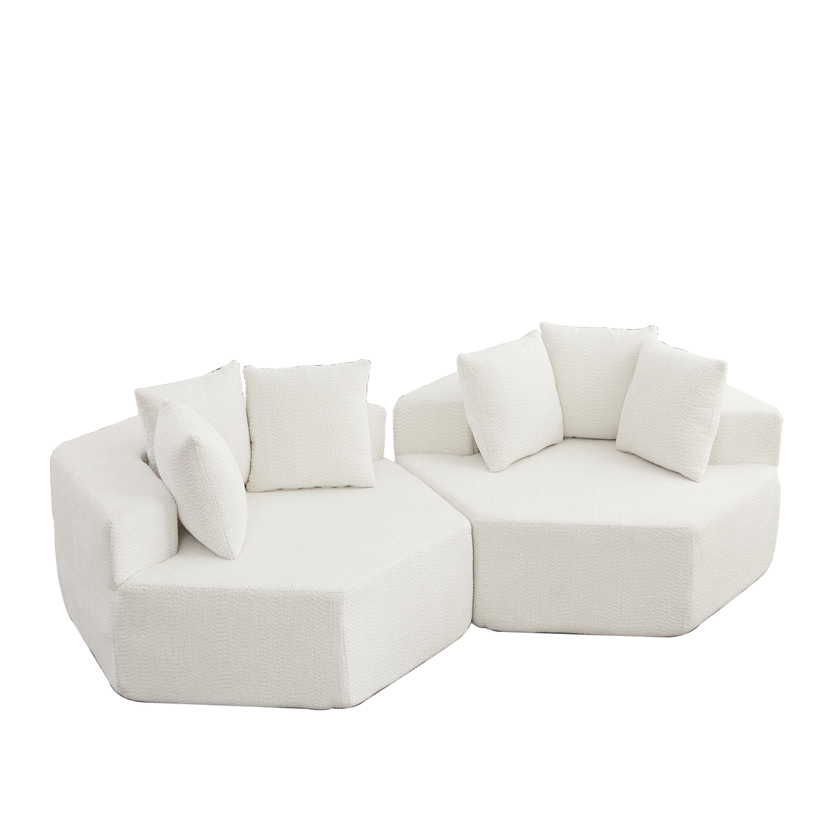 54-inch Modern-style hexagonal single lounge chair, featuring versatile arrangements and a modular design; this chenille-upholstered sofa is ideal for lounges, game rooms, living rooms, and bedrooms.