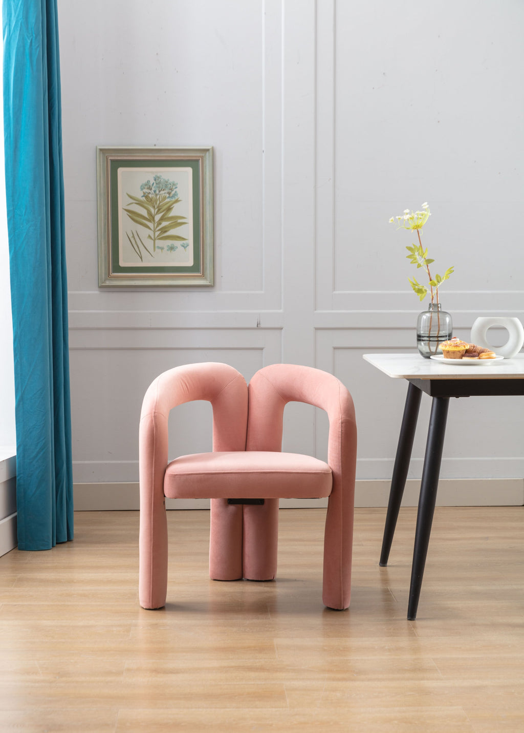 Velvet Barrel Accent Chair Set of 2 — Wood Legs