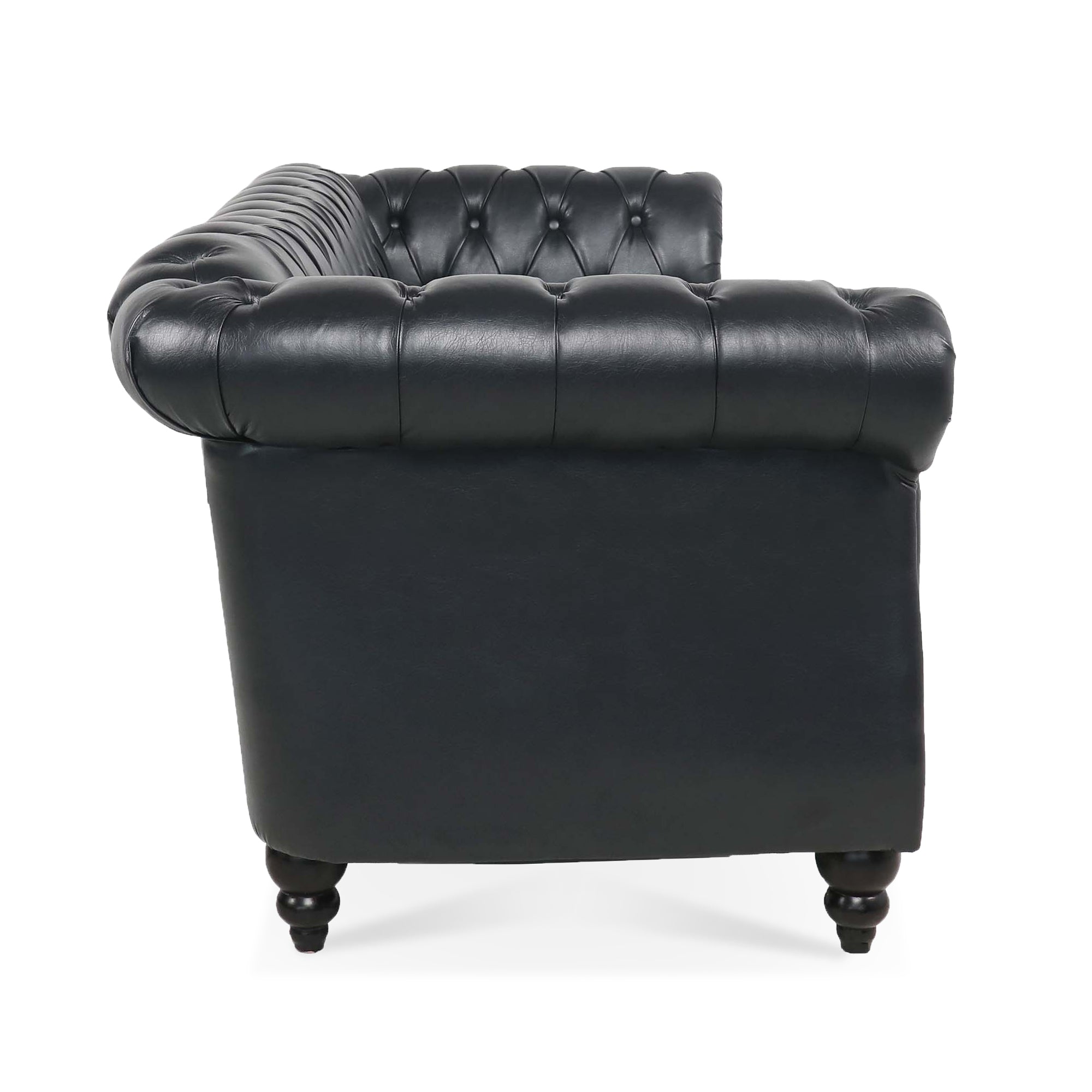 Rolled arm Chesterfield sofa — side profile