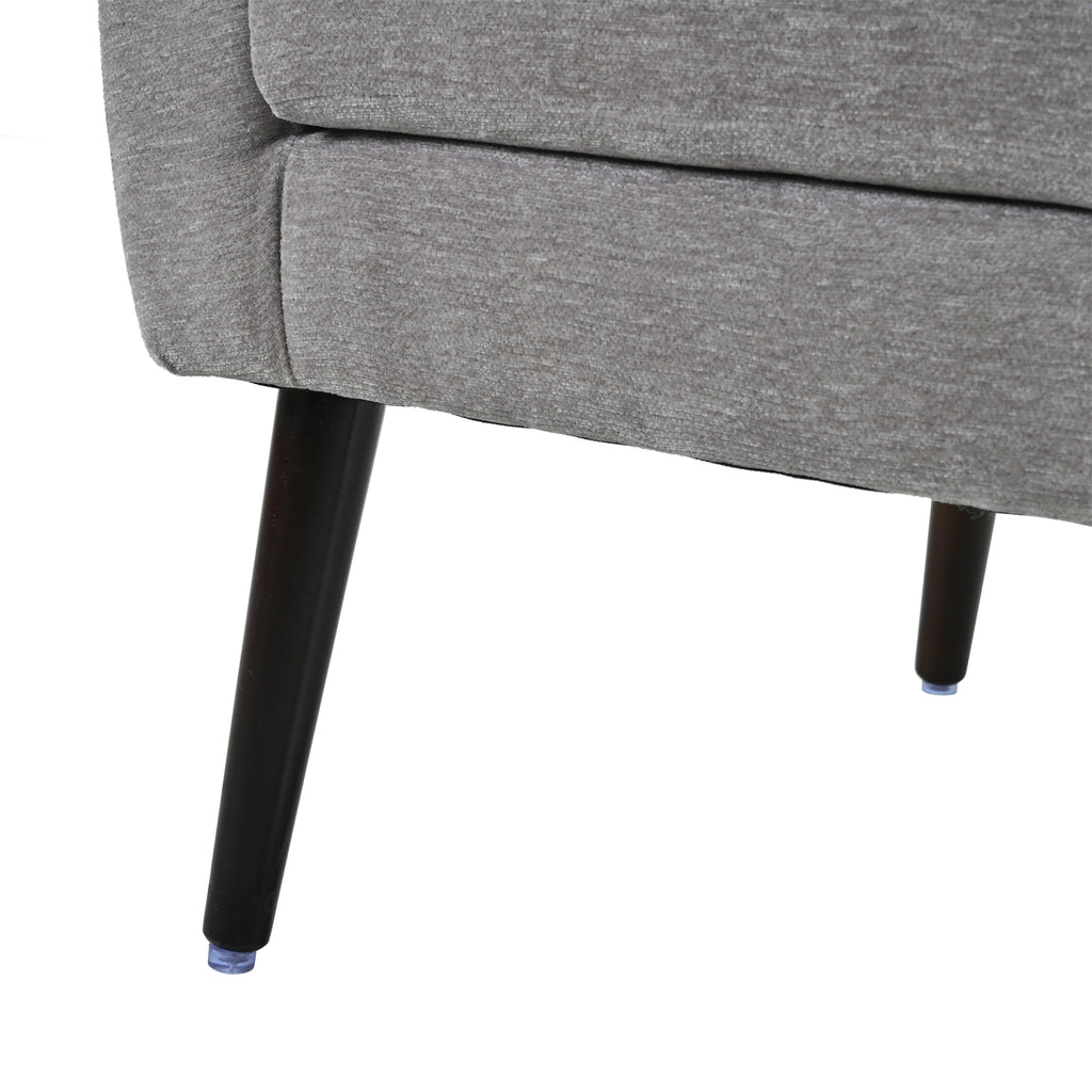 Gray chenille accent chair — angled room setting