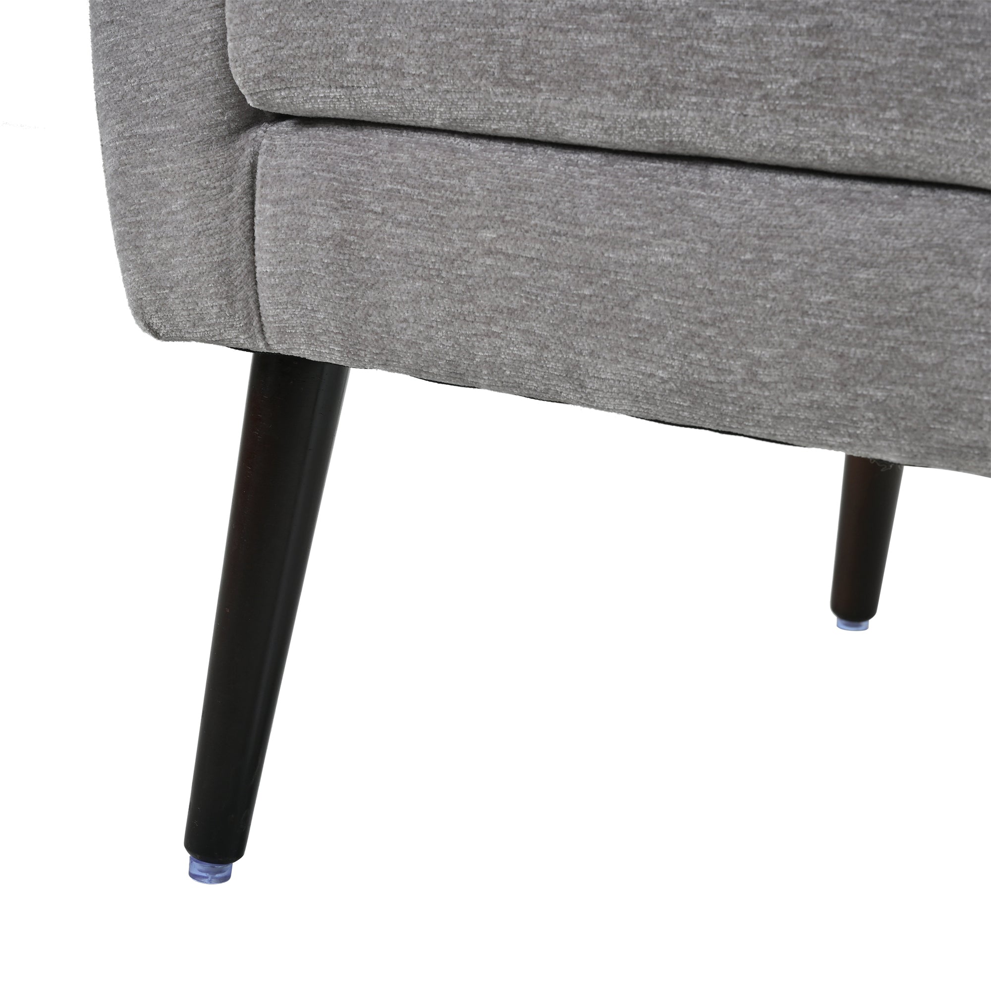 Chenille Accent Chair with Lumbar Pillow — Mid-Century Rubberwood Legs