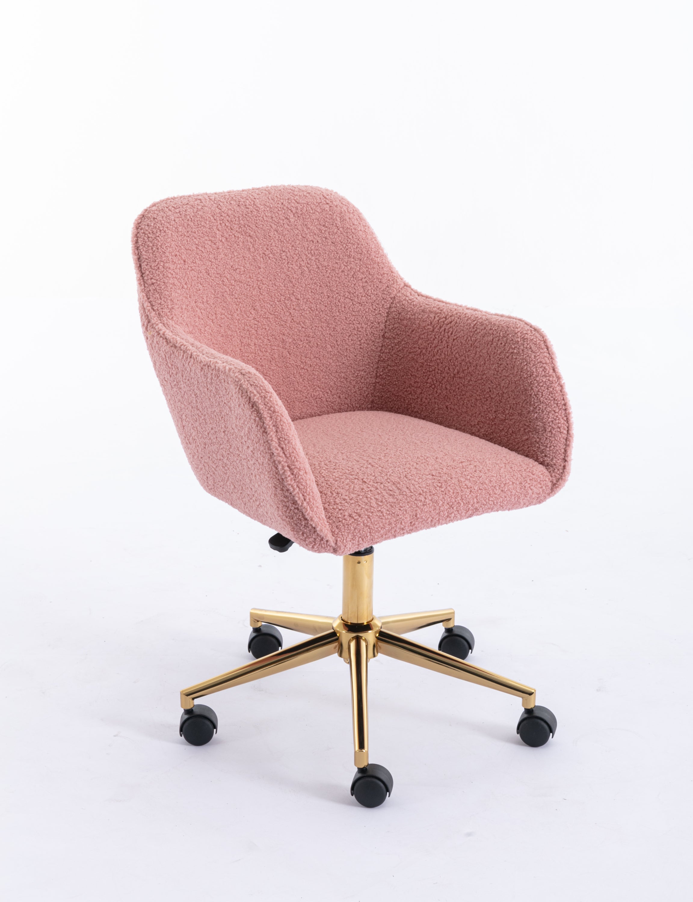 Home office swivel chair pink upholstery full view
