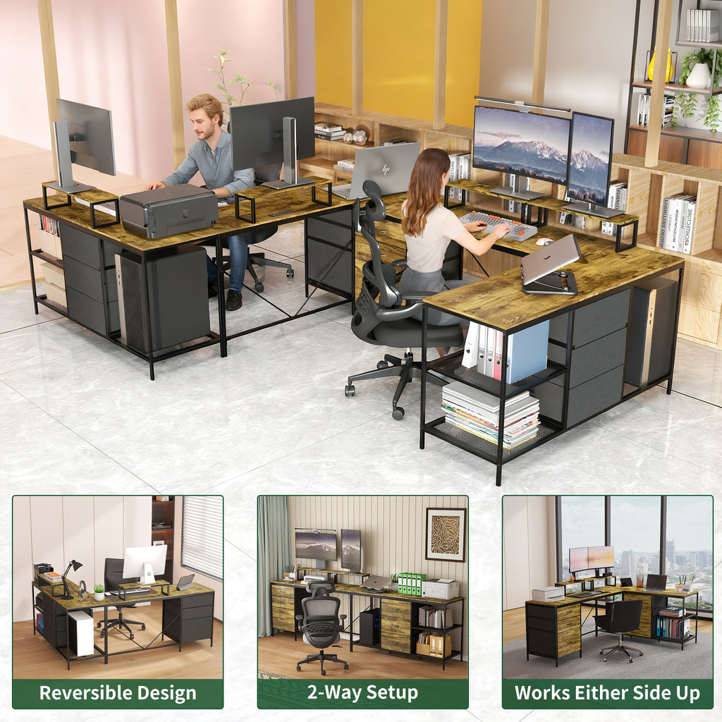 Industrial computer desk home office workstation layout
