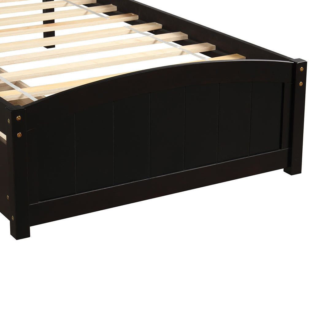 Twin platform storage bed full room overview