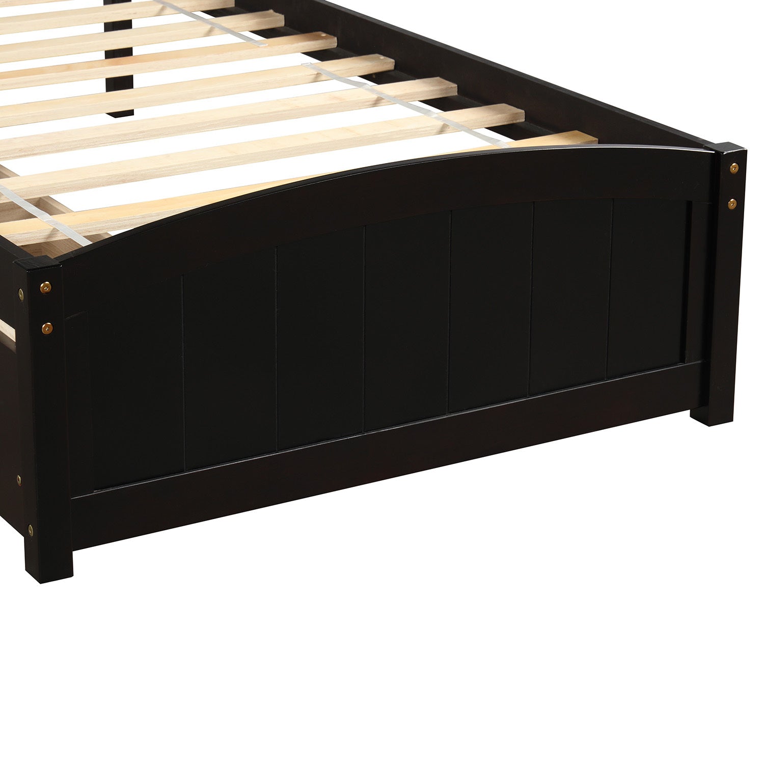 Twin platform storage bed full room overview