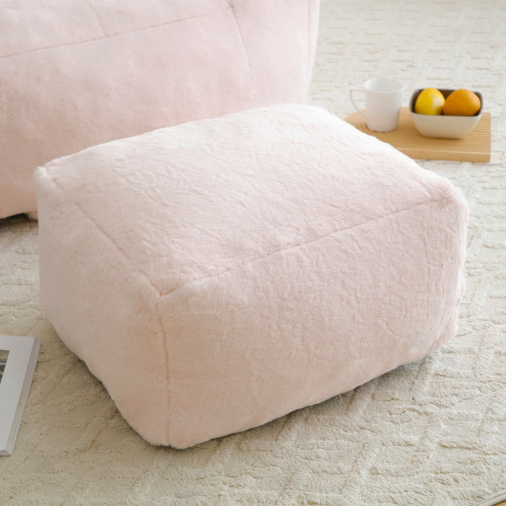 Ergonomic backrest on pink shell bean bag chair