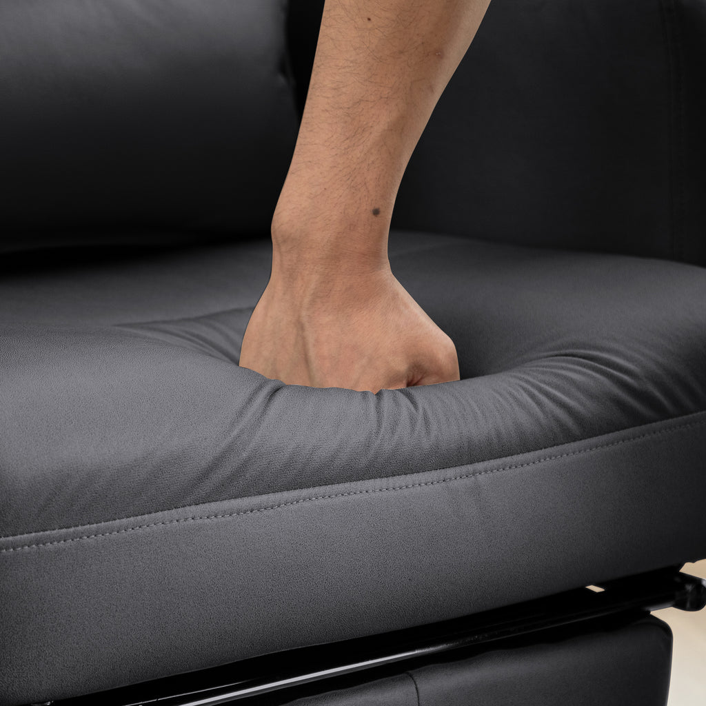 Technology leather office chair upholstery close-up