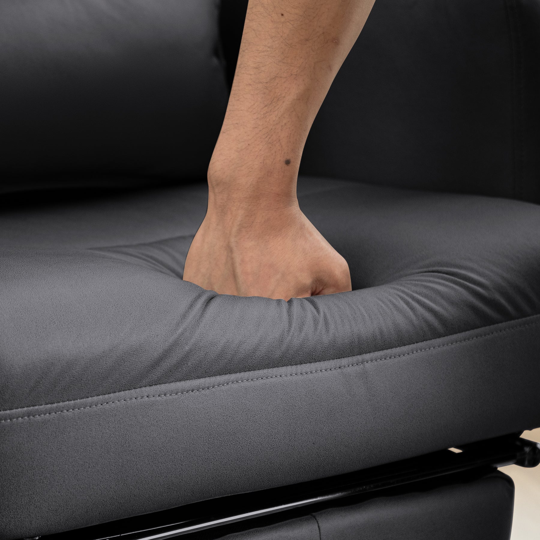 Technology leather office chair upholstery close-up