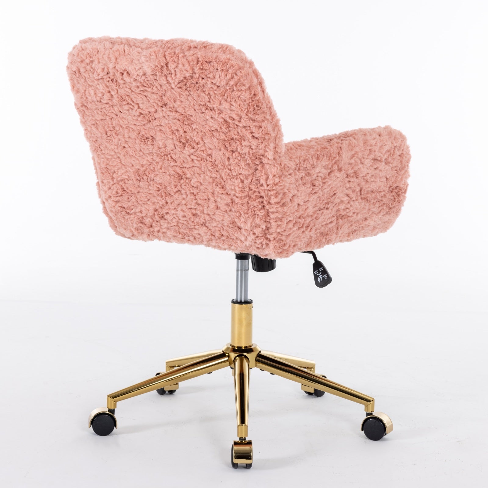 Faux Fur Office Chair — 40° Reclining with Gold Metal Base & Wheels